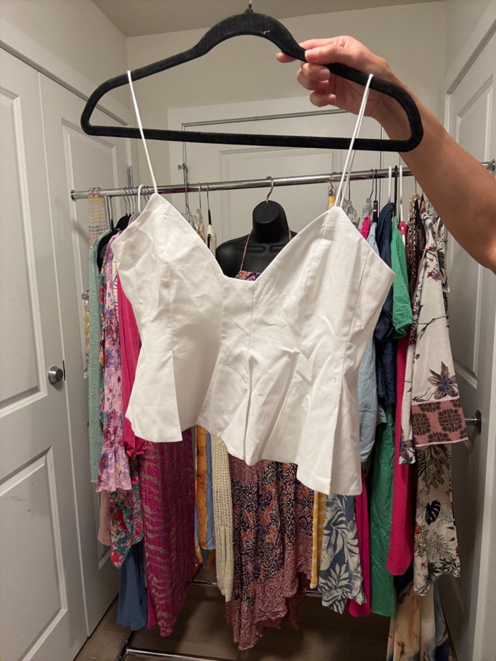 Zara White Spaghetti Strap cropped Peplum Top - Picture 16 of 16